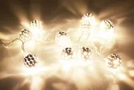 DECORATIVE elemekkel működő világító gömbök - 10 LED - 120 x 2,5 cm - fehér, meleg fehér