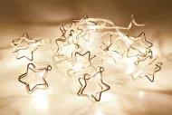 DECORATIVE elemekkel működő világító csillagok - 10 LED - 125 x 4,5 cm - réz, meleg fehér