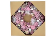 Karácsonyi koszorú - 33 cm - rózsaszín