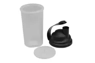Műanyag shaker - 700 ml - 23,5 x 10 cm - fekete fedél - TVAR