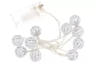 DECORATIVE elemekkel működő világító gömbök - 10 LED - 120 x 2,5 cm - fehér, meleg fehér