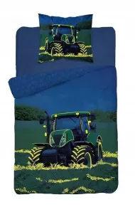 Ágyneműhuzat - Traktor - világító - pamut - 140 x 200 cm - 70 x 80 cm - Detexpol