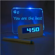 LED ébresztőóra táblával üzenetekre - fehér