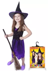 Farsangi jelmez boszorkány / halloween lila kalappal, S méret
