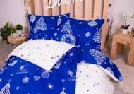 Hétrészes ágyneműhuzat karácsonyi mintával - 140 x 200 - kék