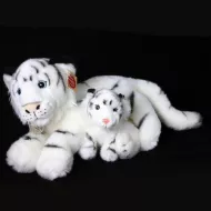 Plüss tigris fehér 38 cm kicsinyével 13 cm