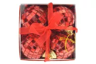 Karácsonyi gömbök - diszkó gömbök - 4 cm - 4 db - piros