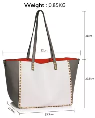 Elegáns női táska LS00477 - szürke-fehér - LS Fashion 