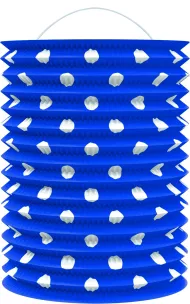 Papír lampion - kék fehér pöttyökkel - 23 cm - Rappa
