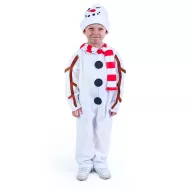 Gyermek hóember jelmez sapkával és piros sállal (M)