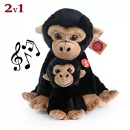Rappa plüss majom a kölykével - hanghatással - 27 cm