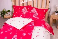 Hétrészes ágyneműhuzat karácsonyi mintával - 140 x 200 - piros