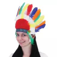 Indián fejpánt színes tollakkal