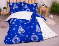 Hétrészes ágyneműhuzat karácsonyi mintával - 140 x 200 - kék