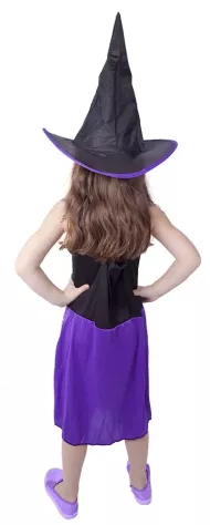 Farsangi jelmez boszorkány / halloween lila kalappal, S méret