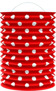 Papír lampion - piros fehér pöttyökkel- 23 cm - Rappa