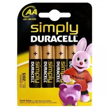 DURACELL Simply DURSIMLR6P4B, LR6, 1.5V - 4x AA alkáli elemek DURACELL Simply DURSIMLR6P4B, LR6, 1.5V - 4x AA alkáli elemek