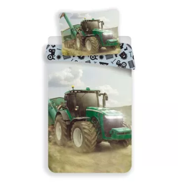 Ágyneműhuzat - Traktor - zöld - 140 x 200 cm - 70 x 90 cm - Jerry Fabrics