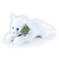 Plüss macska fekvő fehér 18 cm