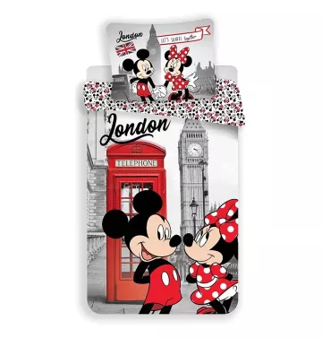 JERRY FABRICS ágyneműhuzat Mickey és Minnie London Telephone, 140/200, 70/90 cm