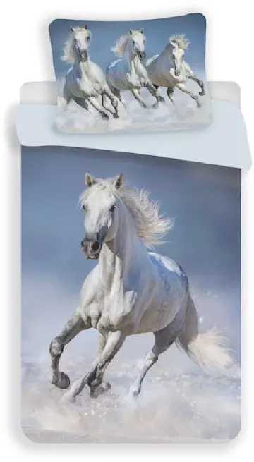Jerry Fabrics pamut ágyneműhuzat - Horses White - 140 x 200