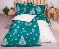 Hétrészes ágyneműhuzat karácsonyi mintával - 140 x 200 - zöld