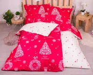 Hétrészes ágyneműhuzat karácsonyi mintával - 140 x 200 - piros
