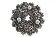 Karácsonyi koszorú - 25 cm - ezüst
