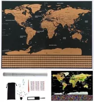 Kaparós világtérkép zászlókkal és kiegészítőkkel - ajándék hengerben - 82 x 59 cm - Malatec