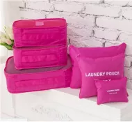 Praktikus táskák és rendszerezők utazáshoz - 6 db - rózsaszín