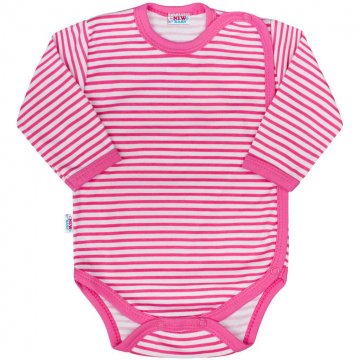 Baba body teljes hosszában patentos New Baby Classic II rózsaszín csíkokkal Baba body teljes hosszában patentos New Baby Classic II rózsaszín csíkokkal