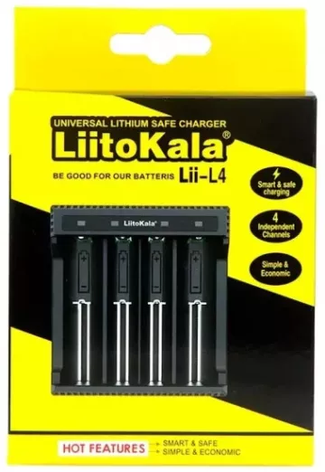 Liitokala Lii-L4 elemtöltő 4 darab 18650-es elemhez