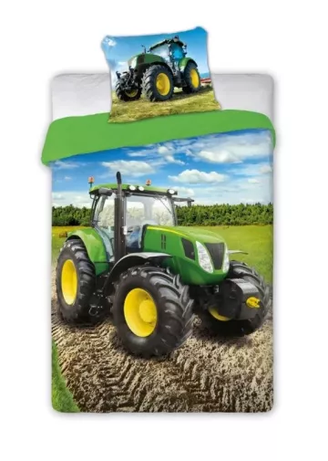 Ágyneműhuzat - Traktor - zöld - pamut - 140 x 200 cm - 70 x 90 cm - Faro