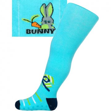 Pamut harisnyanadrág New Baby ABS-el türkiz bunny masnival Pamut harisnyanadrág New Baby ABS-el türkiz bunny masnival